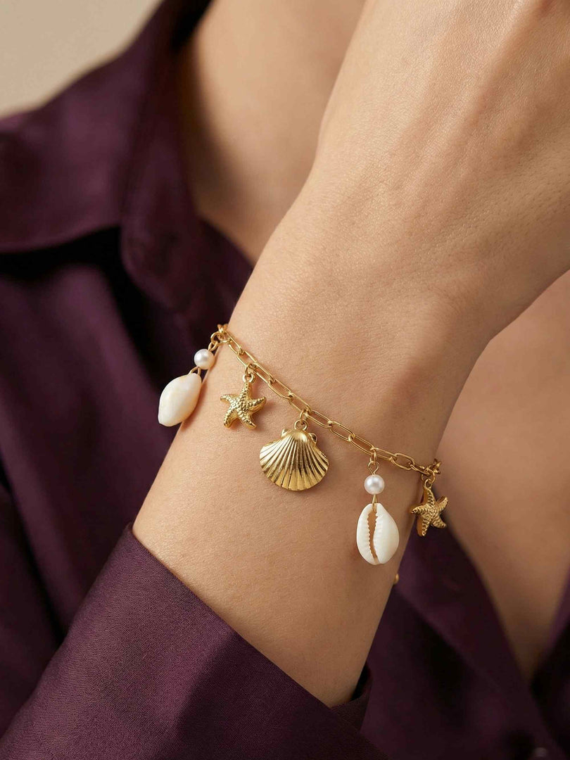 Sea Goddess Pearl Charm Bracelet