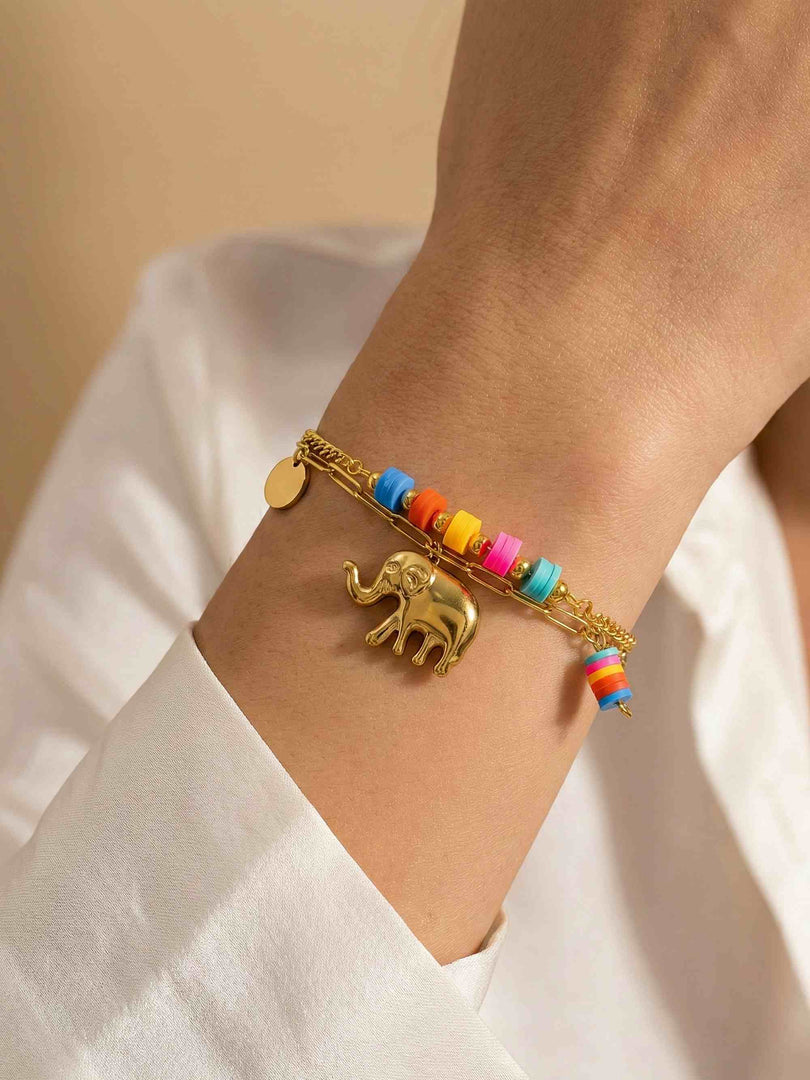 Golden Elephant Charm Bracelet
