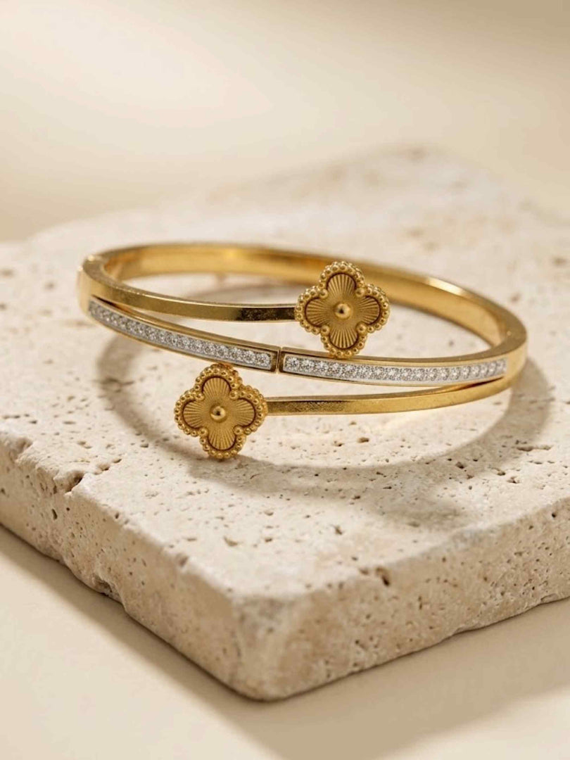 Clover Bloom Pavé Wrap Bangle