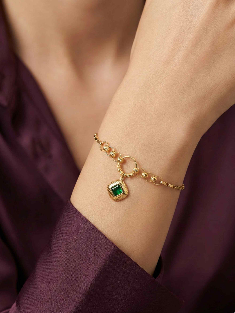 Emerald Aura Charm Bracelet