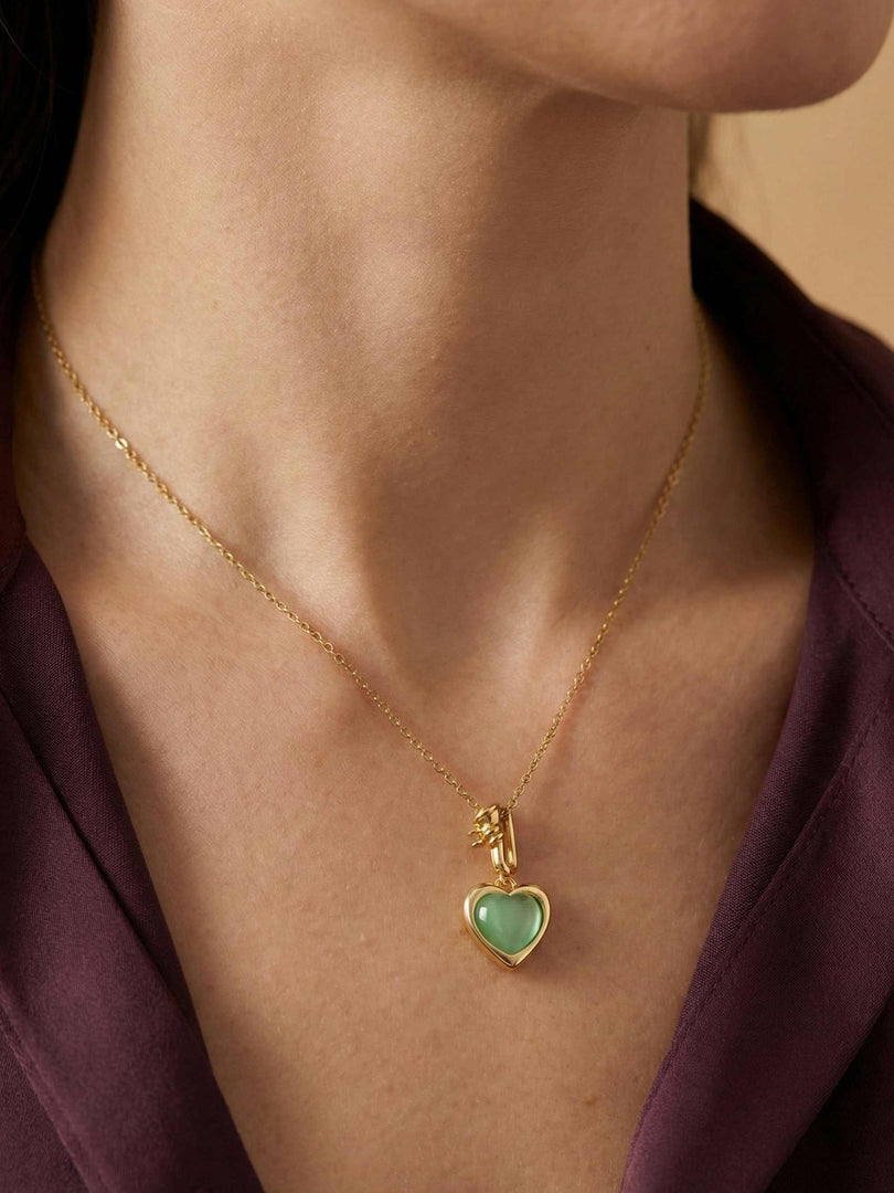 Aqua Heart Charm Necklace