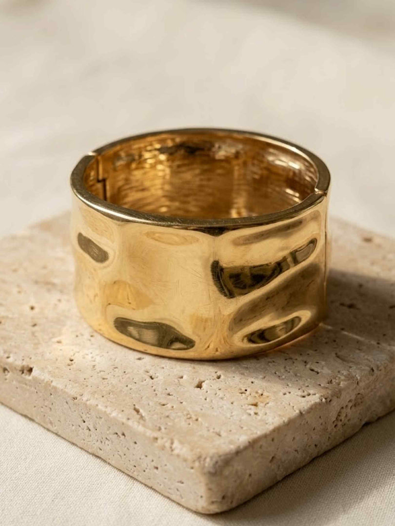 Elysian Hammered Gold Bangle