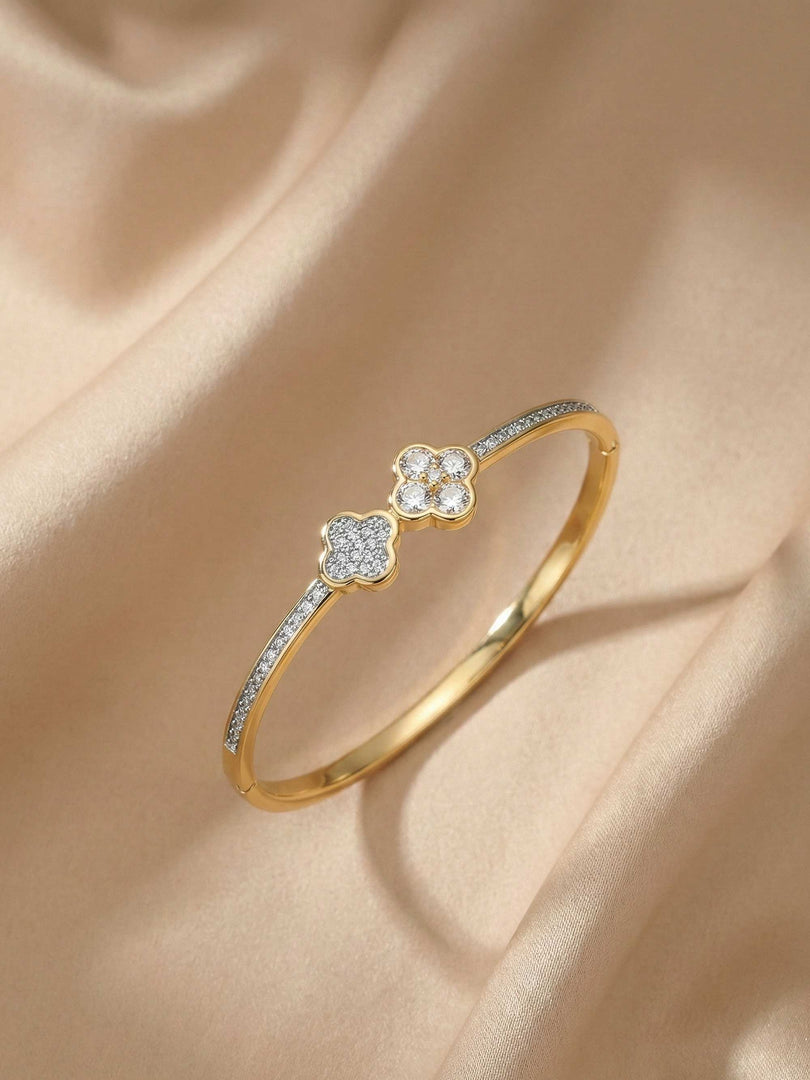 Twin Bloom Pave Bangle