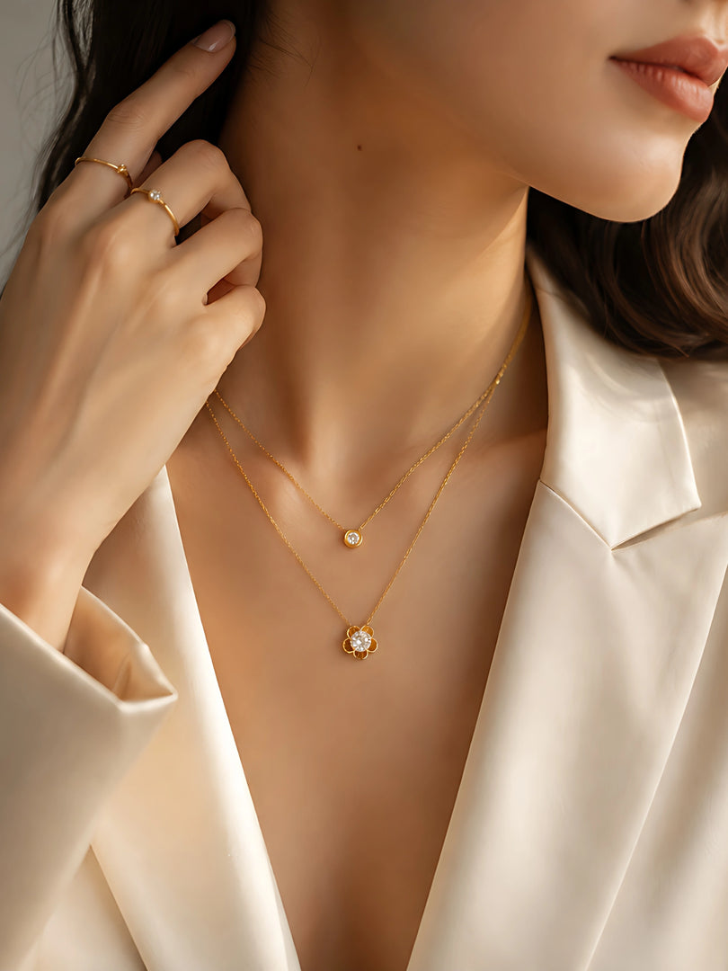 Floral Duo Layered Necklace