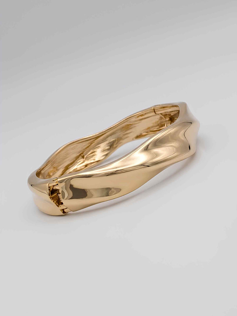 Golden Wave Sculpted Bold Bracelet