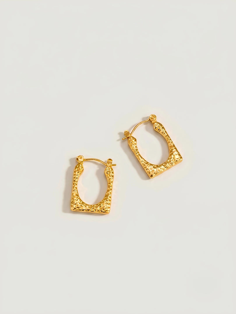 Hammered Square Hoop Earrings