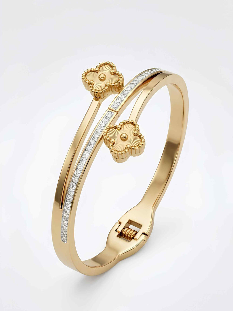 Clover Bloom Pavé Wrap Bangle