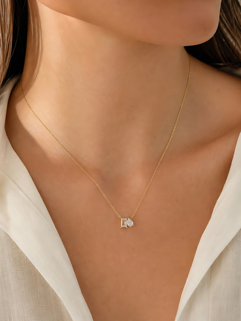 Crystal Duo Pendant Necklace