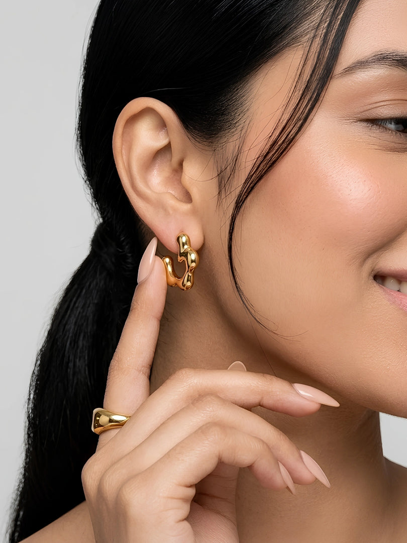 Molten Wave Statement Hoop Earrings