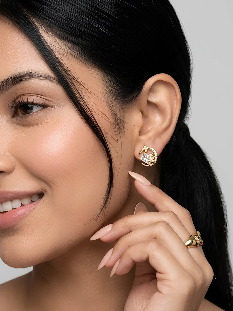 Celestial Moonlight Stud Earrings