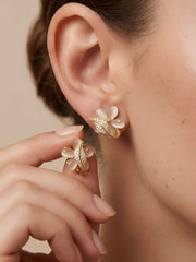 Opal Petal Leaf Stud Earrings