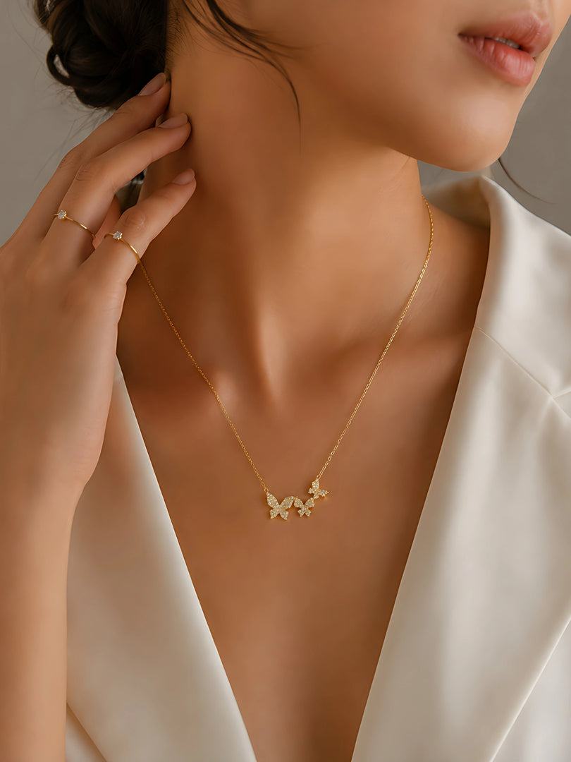 Flutter Trio Butterfly Necklace
