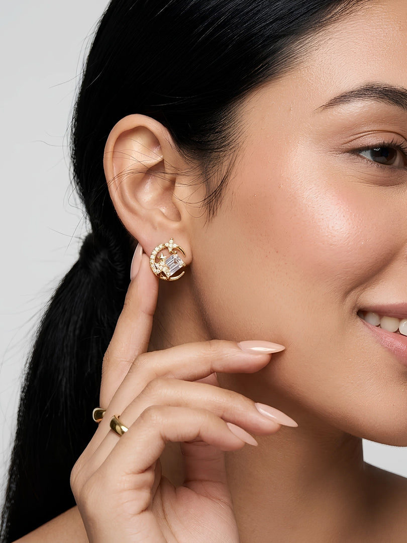 Celestial Moonlight Stud Earrings