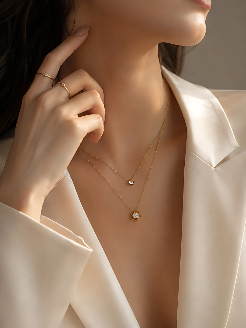 Floral Duo Layered Necklace