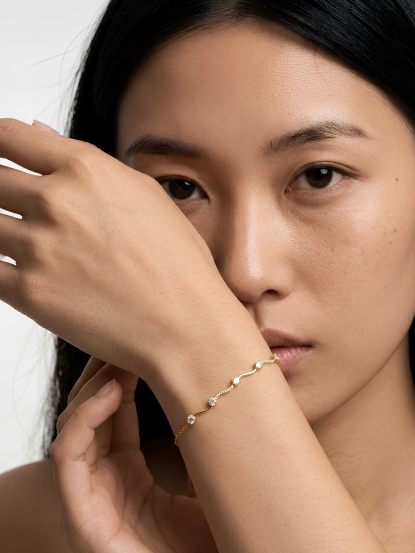 Golden Serpentine Wave Whisper Bracelet