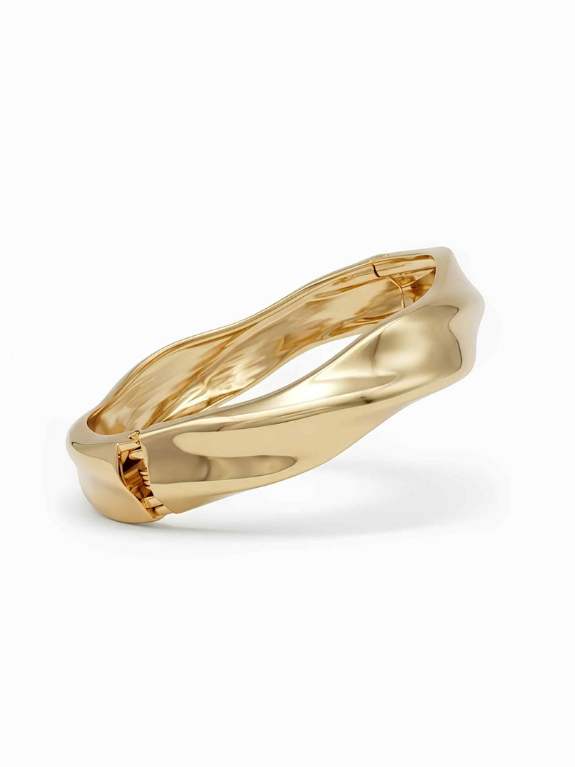 Golden Wave Sculpted Bold Bracelet