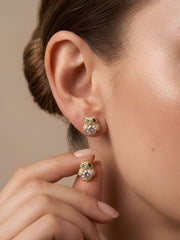 Wise Owl Crystal Stud Earrings