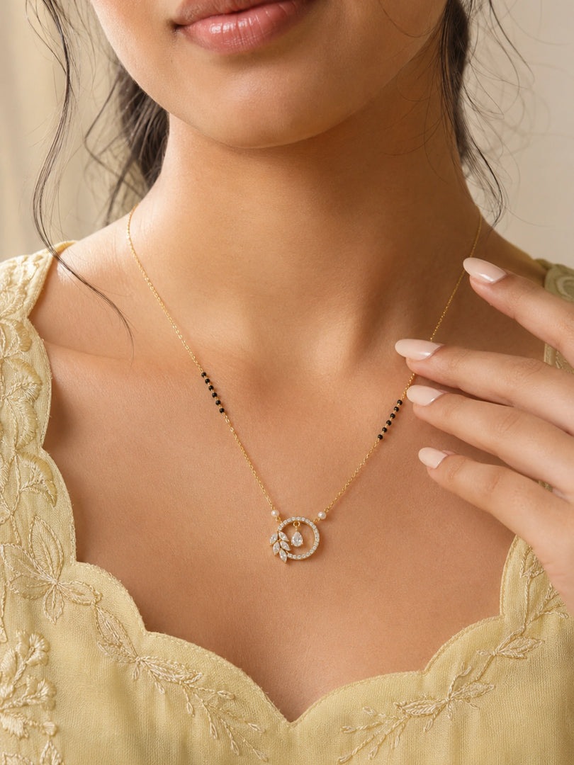Golden Halo Pearl Mangalsutra