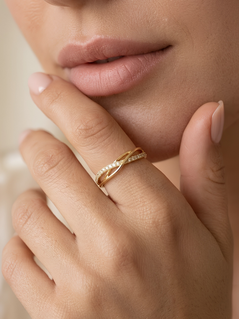 Infinity Twist Crystal Band Ring