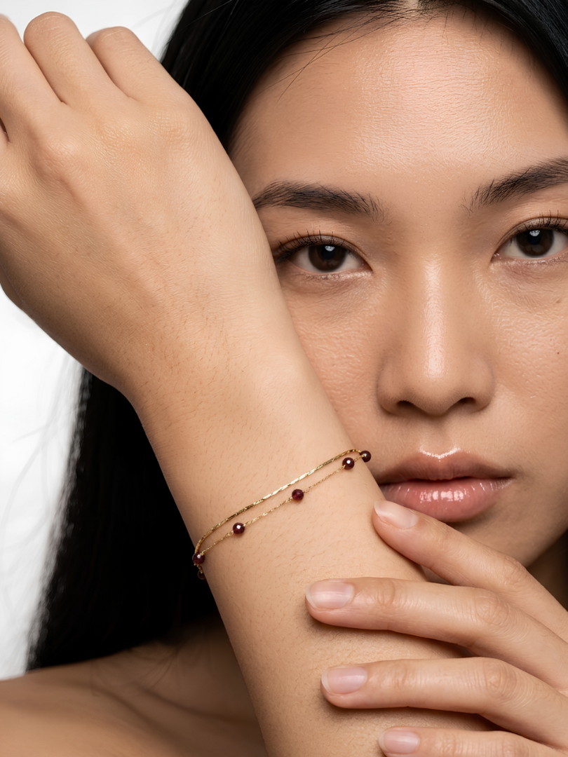 Golden Garnet Whisper Bracelet