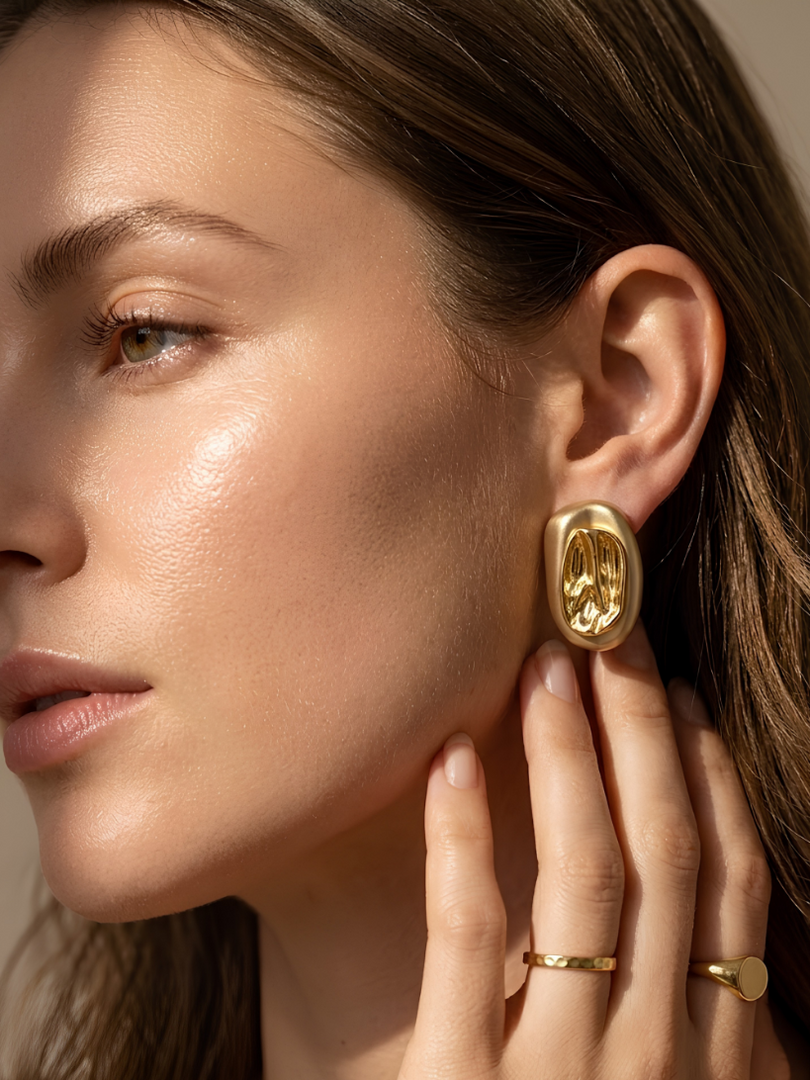 Aurora Sculpted Gold Studs
