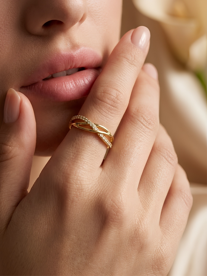 Infinity Twist Crystal Band Ring
