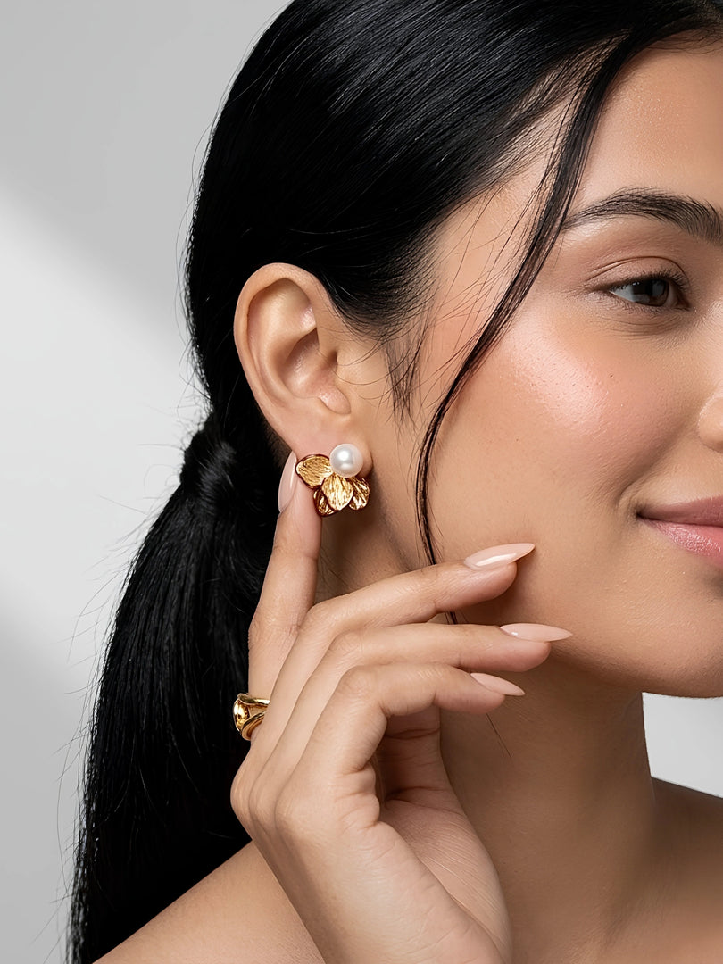 Pearl Blossom Stud Earrings