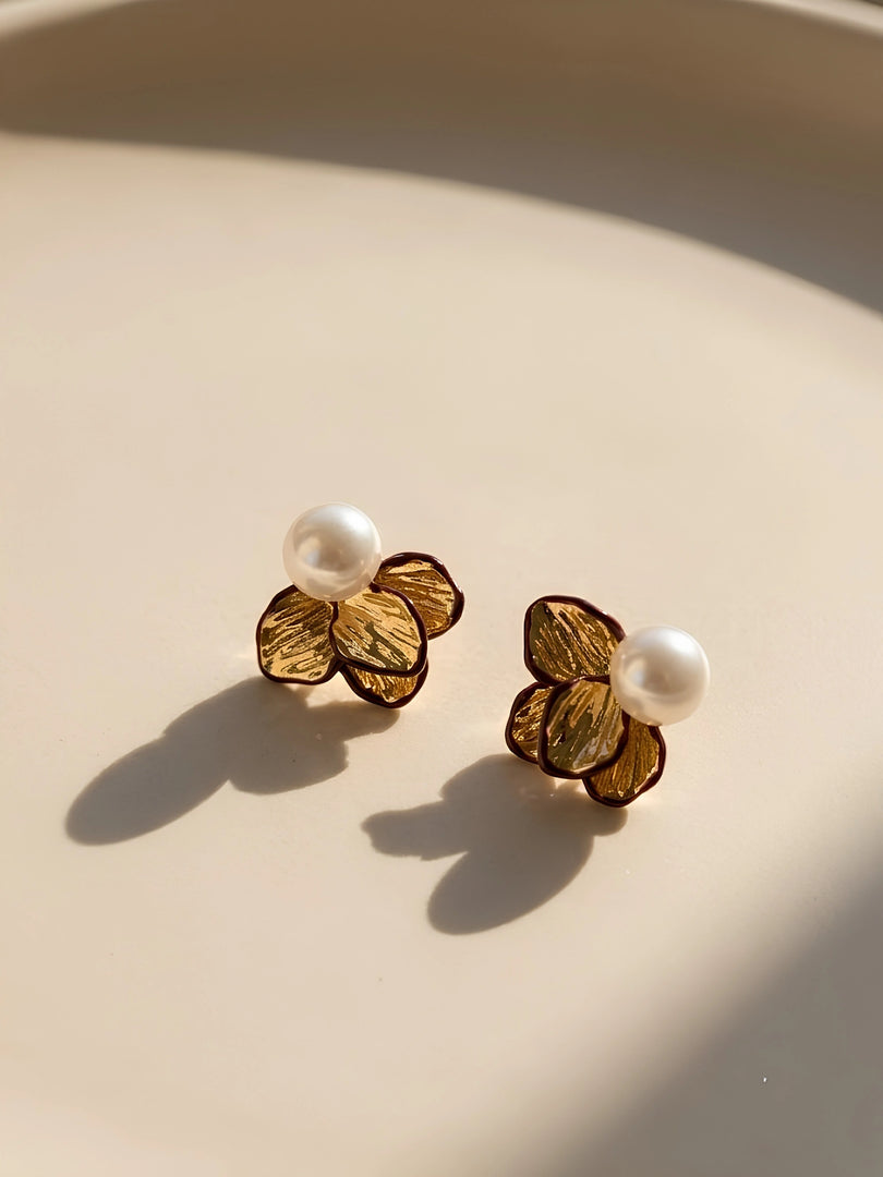 Pearl Blossom Stud Earrings