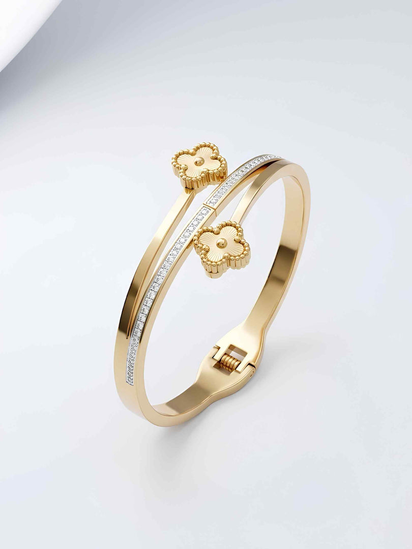 Clover Bloom Pavé Wrap Bangle