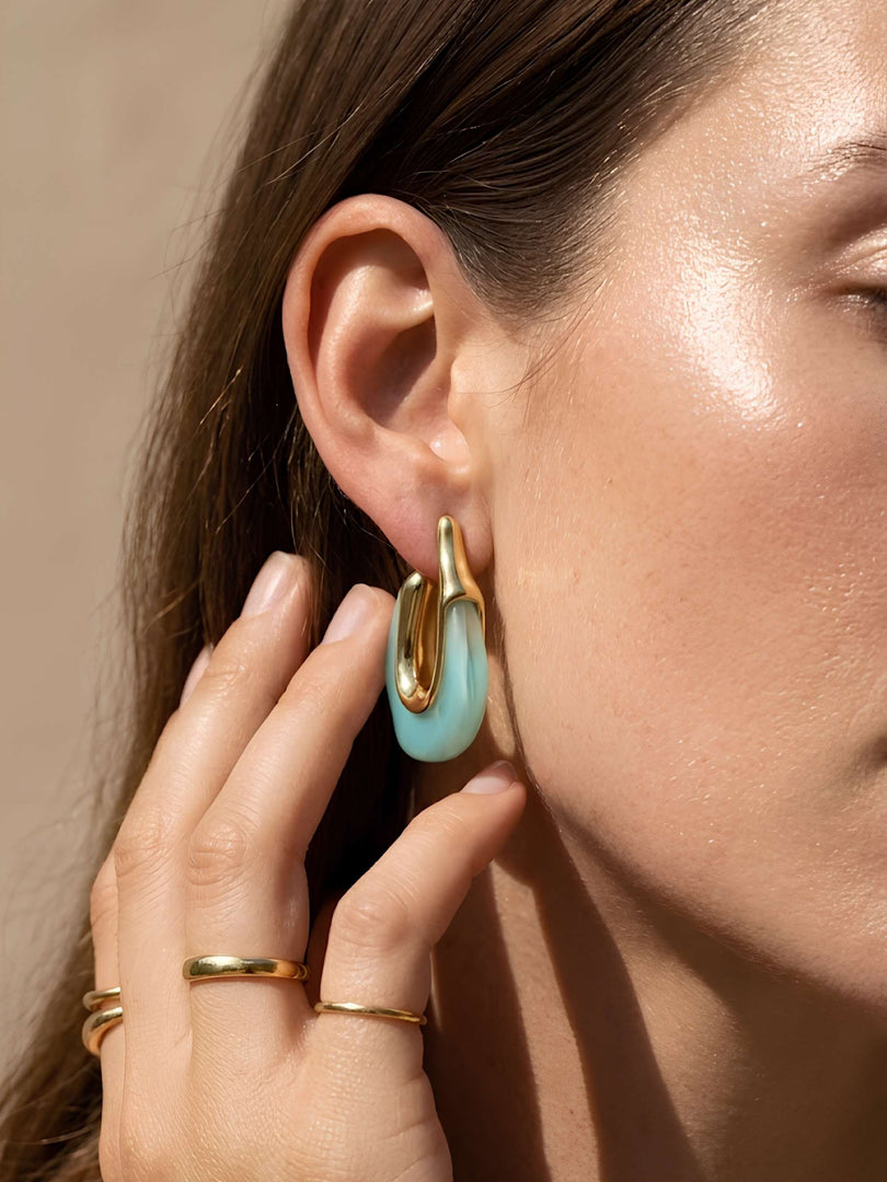 Aqua Mist Fluid Loop Earrings