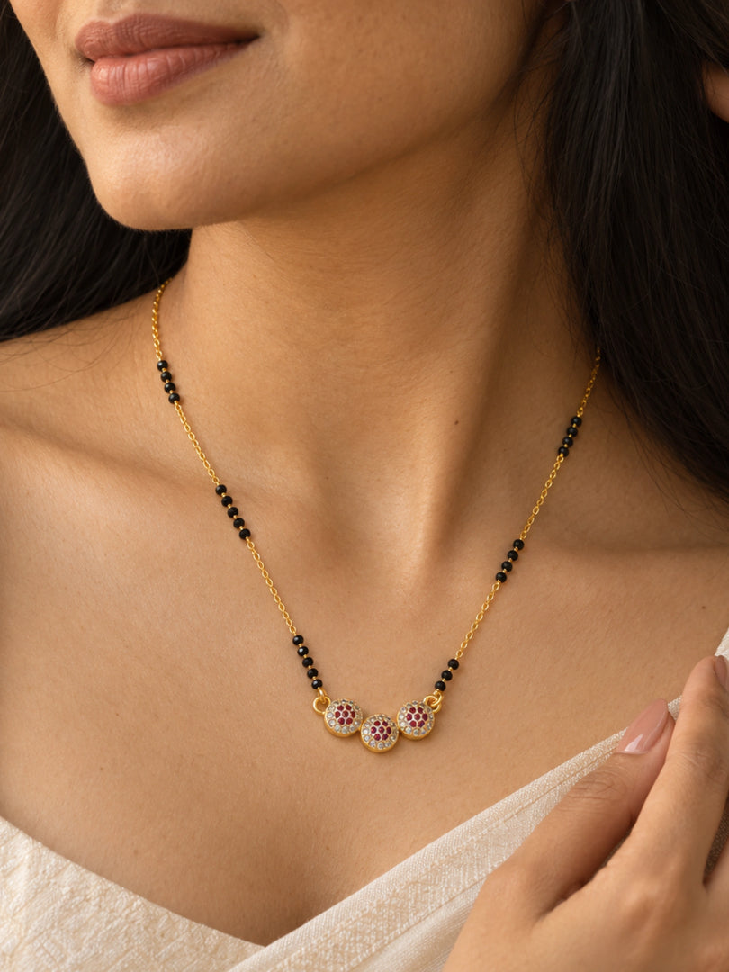 Ruby Trio Blossom Mangalsutra