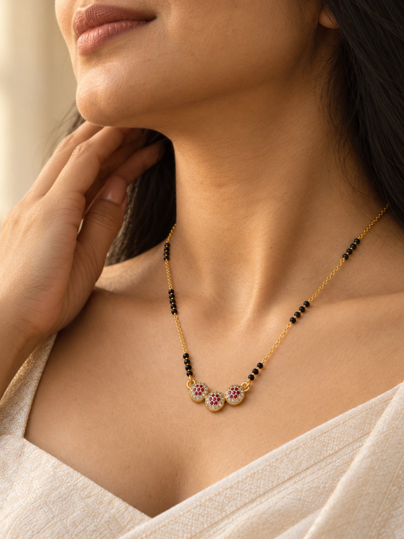 Ruby Trio Blossom Mangalsutra