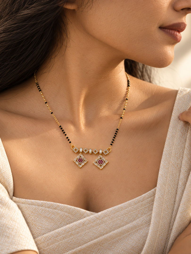 Ruby Geometric Drop Mangalsutra
