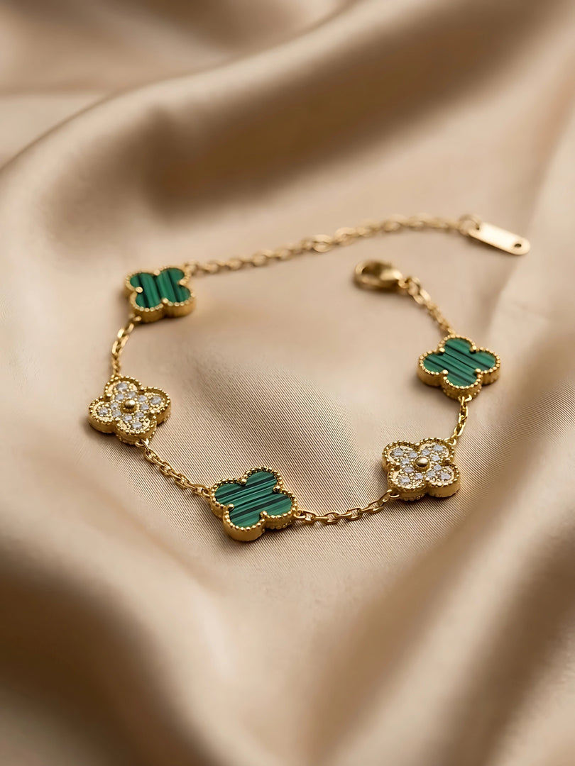 Emerald Clover Charm Bracelet