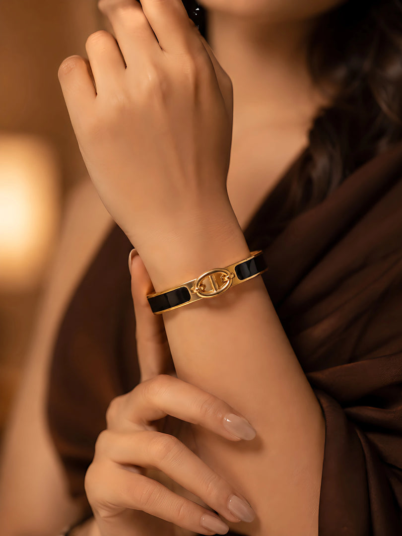 Noir Link Enamel Bracelet