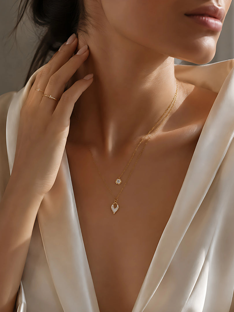 Luna Teardrop Layered Necklace