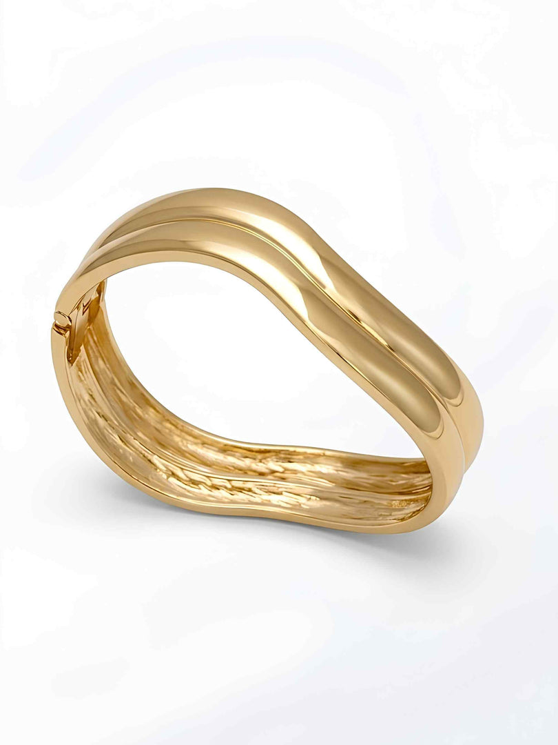 Liquid Gold Sculptural Wave Bangle