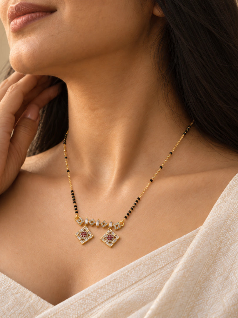 Ruby Geometric Drop Mangalsutra