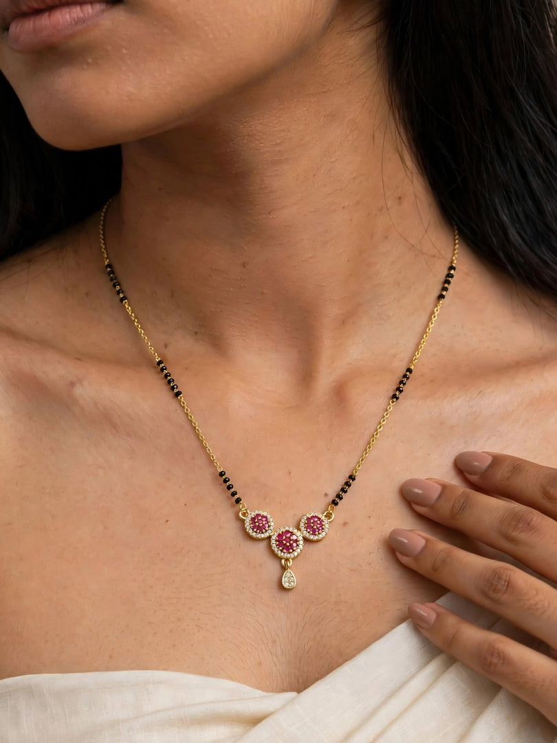 Ruby Blossom Mangalsutra Necklace