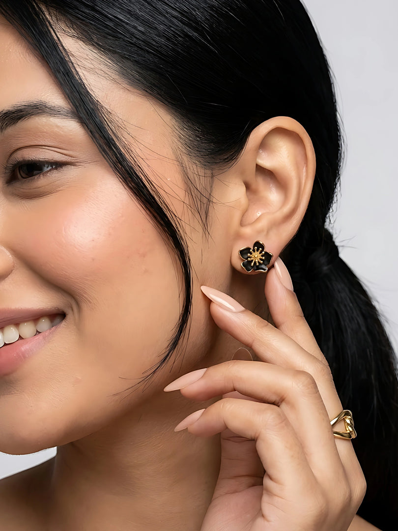 Midnight Blossom Stud Earrings