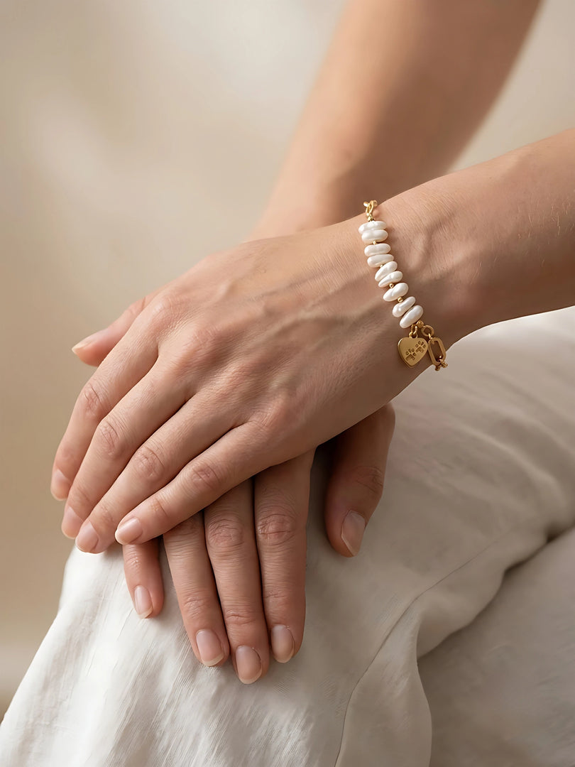 Golden Pearl Rhythm Charm Bracelet