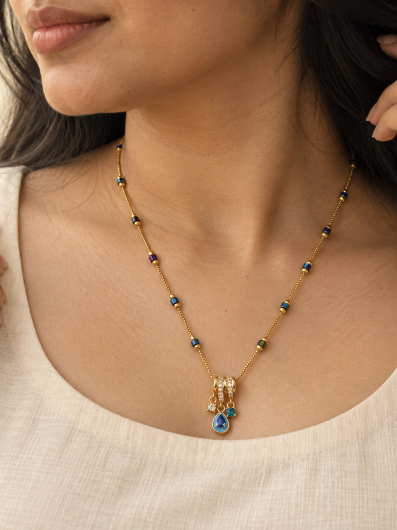 Azure Teardrop Mangalsutra Necklace