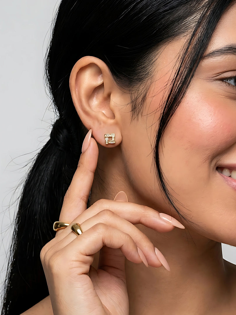 Celeste Baguette Knot Stud Earrings
