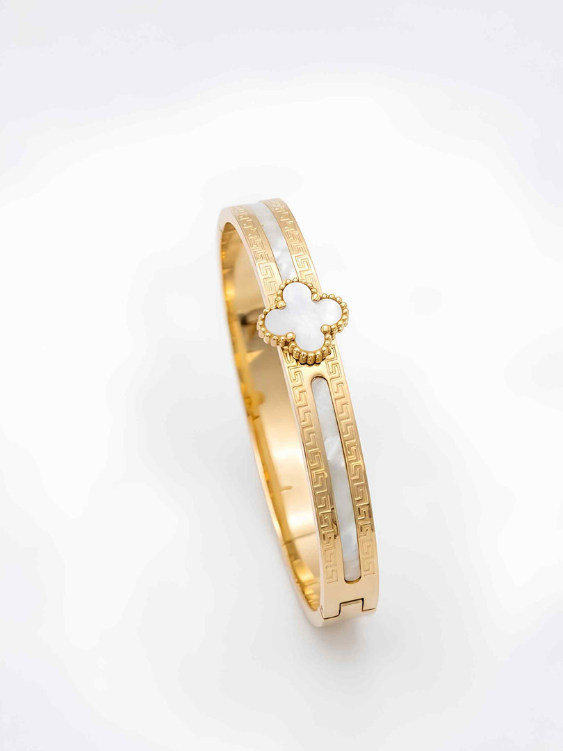 Mother of Pearl Greek Key Bangle