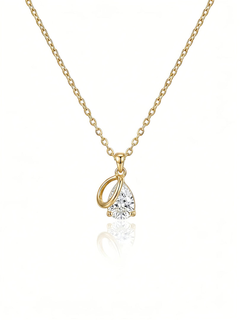 Ribbon Pear Crystal Pendant Necklace