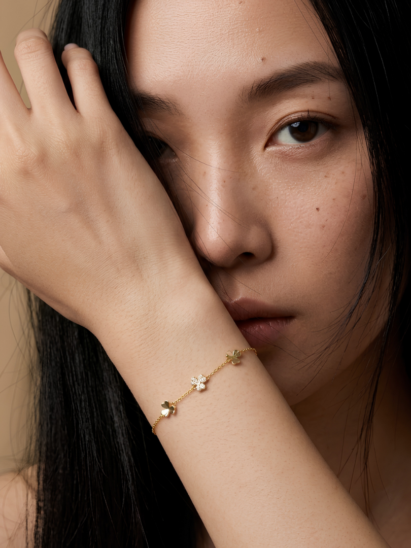 Golden Trifolium Whisper Bracelet