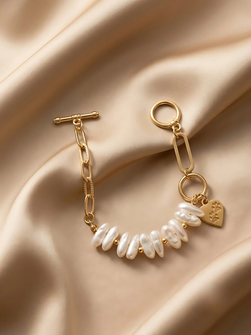 Golden Pearl Rhythm Charm Bracelet