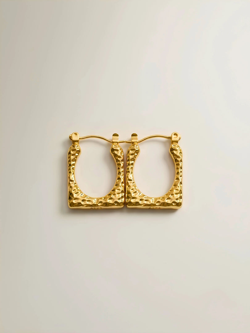 Hammered Square Hoop Earrings