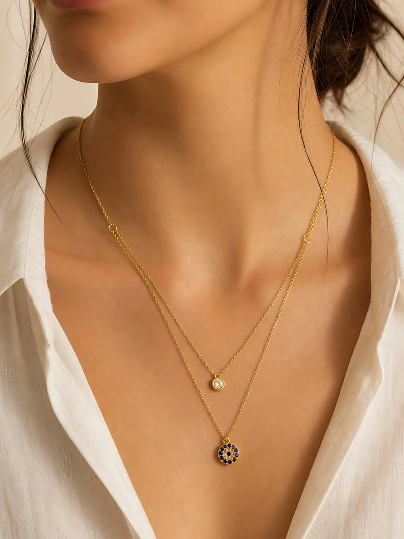 Evil Eye Duo Layered Necklace