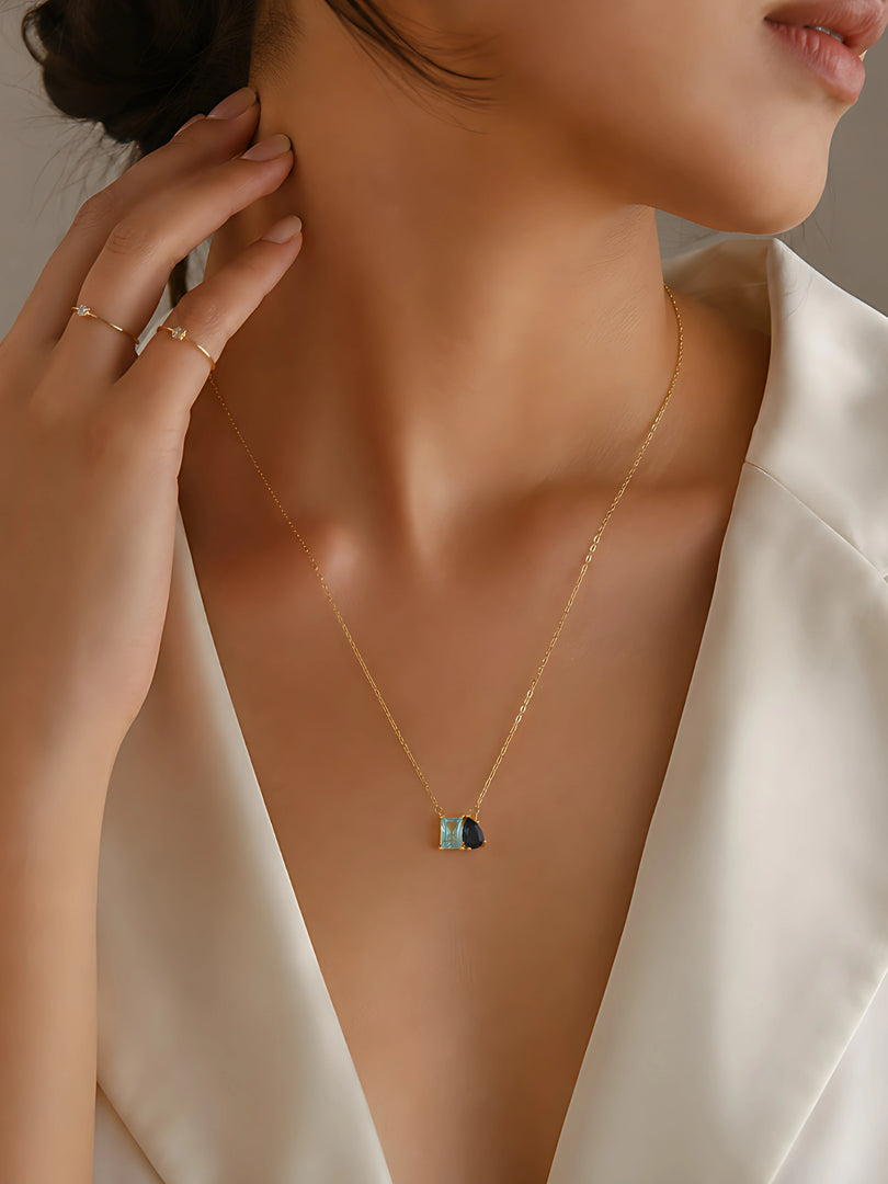 Sapphire Duo Pendant Necklace